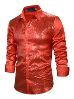 Hemden Herrenhemden Herrenhemden Freizeithemd mit Umlegekragen und langen Ärmeln Street Wear Red Blond