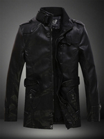 Herren 2020 Moto Jacke Stehkragen Belted Metal Buckle Lederjacke