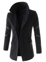 Herren 2020 Pea Coat tiefgrauer Turndown Kragen Langarm Double Breasted lässige Jacken %26 Mäntel