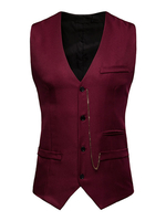 Herren Anzug Weste V-Ausschnitt Smoking Button Up Metallic Kette Baumwolle Weste