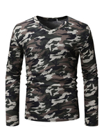 Herren Baumwolle Unterhemd Hunter Green Camo Print V-Ausschnitt Langarm Casual T-Shirt
