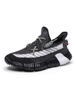 Herren Black Sneakers Mode Geometrische Polyester Runde Zehe Low-Tops Casual Sports Schuhe