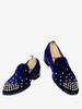 Herren Blau Samt Spike Loafer Kleid Ball Party Hochzeit Schuhe