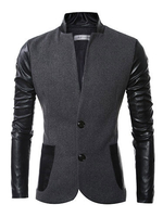 Herren Blazer 2020 Casual Blazer Two Tone Spleißen Stehkragen Langarm Knopfleiste Gestaltung Baumwolle Blazer
