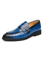 Herren Blue Loafer Schuhe Slip-On Mönchsriemen Artwork Round Toe PU Leder Low-Tops Akzent Slip-On Casual Flat Schuhe