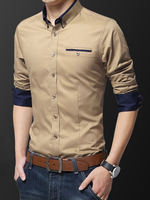Herren Businesshemd Plus Size Zweifarbiger Button Down Slim Fit Langarm Hemd