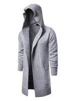 Herren Cardigan Coat Gestrickte Kapuzen Slim Fit Longline Cardigan Sweater