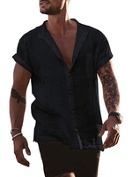 Herren Casual Shirt Jewel Neck Chic Schwarze Herrenhemden