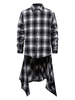 Herren Casual Shirt Turndown Kragen Color Block Plaid Weiß High Low Herren Shirts