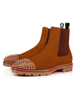 Herren Chelsea Spike Boots Wildleder Runde Zehe Nieten Slip On Ankle Boots