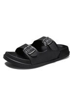 Herren Cool Hausschuhe Black PU Oberer offener Fuß Slip-On Daily Daily Casual Home Flache Sandale
