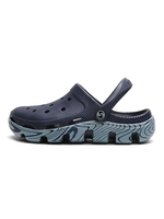 Herren Crocs Dunkelblau Slip-On PU Leder Runde Zehen Täglich Casual Flache Sandale