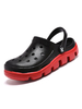 Herren Crocs Schwarz Rot Slip-On PU Leder Runde Zehen Täglich Casual Flache Sandale