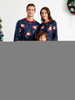 Herren Damen Weihnachtsset Navy Cotton Blend Cotton Weihnachtsmuster Weihnachtsferien Kostüme