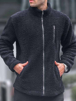 Herren Fleecejacke Langärmlige Outdoorjacke mit Taschen und Reißverschluss