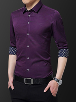 Herren Formelles Hemd Plus Size Print Button Down Slim Fit Langarm Hemd