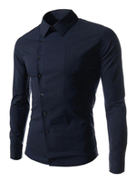 Herren Freizeithemd 2020 Baumwolle Marineblau Top Surplice Langarm-Shirt