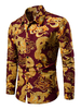Herren Freizeithemd Chinese Dragon Print Slim Fit Rot Langarmhemd