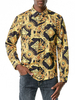 Herren-Freizeithemd Standkragen Lässig bedruckte schwarze Paisley-Herrenhemden