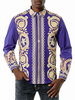 Herren-Freizeithemd Turndown-Kragen Bedruckte Royal Purple Plaisley Herrenhemden