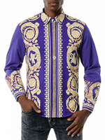 Herren-Freizeithemd Turndown-Kragen Bedruckte Royal Purple Plaisley Herrenhemden