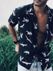 Herren-Freizeithemd Turndown-Kragen Chic Printed Dark Navy Herrenhemden