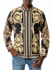 Herren-Freizeithemd Turndown-Kragen Lässig bedruckte schwarze Paisley-Herrenhemden