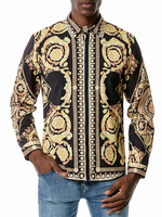 Herren-Freizeithemd Turndown-Kragen Lässig bedruckte schwarze Paisley-Herrenhemden