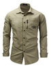 Herren Freizeithemd Umlegekragen Langarm Oversized Khaki Shirts