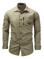Herren Freizeithemd Umlegekragen Langarm Oversized Khaki Shirts