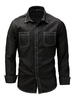 Herren Freizeithemd Umlegekragen Lässig Übergroße Color Block Black Shirts