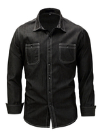 Herren Freizeithemd Umlegekragen Lässig Übergroße Color Block Black Shirts