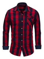 Herren Freizeithemd Umlegekragen Lässige Übergröße Color Block Red Shirts