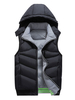 Herren Gepolsterte Weste Mit Kapuze Winter Gilet Cotton Fill Zipper Schwarze Pufferjacke