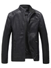 Herren Jacke PU Leder Fleece gefüttert Slim Fit kausale Jacke