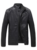 Herren Jacke PU Leder Fleece gefüttert Slim Fit kausale Jacke