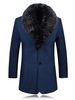 Herren Jacken Mäntel Stehkragen Lange Ärmel Regular Fit Artwork Casual Dark Navy Fashion Winter Langer Mantel