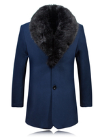 Herren Jacken Mäntel Stehkragen Lange Ärmel Regular Fit Artwork Casual Dark Navy Fashion Winter Langer Mantel