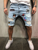 Herren Jeans Casual Distressed Antik Design Skinny Hellhimmelblau Denim Shorts