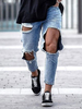 Herren Jeans Chic Distressed Antique Design Skinny Hellhimmelblau Denim Pants