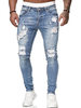 Herren Jeans Chic Distressed Antique Design Skinny Hellhimmelblau Denim Pants
