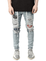Herren Jeans Herrenmode Jeans Chic Distressed Antik Design Skinny Hell Himmelblau Schwarz