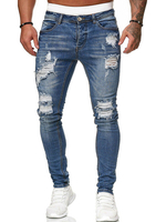 Herren Jeans Jeans für Herren Chic Distressed Antik Design Skinny Deep Blue Blue