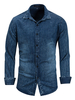 Herren Jeanshemd Blue Turndown Kragen Langarm Freizeithemden