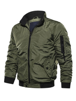 Herren Jeansjacke Polyester Modern Stehkragen Langarm Hunter Green Regular Fit Jacke