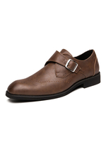Herren Kleid Schuhe Mode Runde Zehenschnalle Leder Schnalle Schuhe