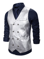 Herren Kleid Westen PU Weste Ärmellose Jacke