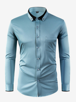 Herren Langarm-Stretchhemden Diamantknopf Einfarbig Slim Fit Hemden