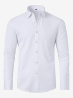 Herren Langarmhemd Button-Down Elastisch Einfarbig Oberteile