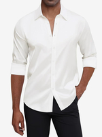 Herren Langarmhemd Kristallknopf Business Casual Slim Top